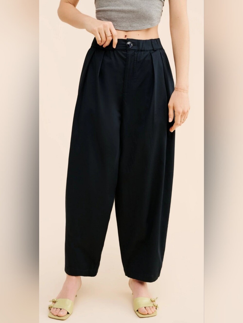 ​Maeve Anthropologie Deep Dark Navy Curve Poplin Barrel Pants S
